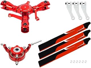 Microheli CNC Triple Orange Carbon Plastic Blades Conversion Set (RED) - OMP Hobby M2 V1/V2/EXP