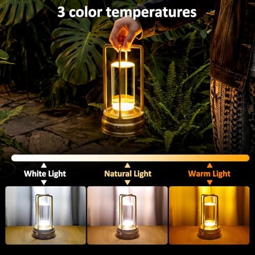 Rechargeable LED Table Lamp, Portable Crystal Bedside Lamp with Touch Control, 3 Color Dimmable Light, 2000mAh Battery, Modern Ambient Lamp for Bedroom, Restaurant & Indoor Outdoor Use - 2