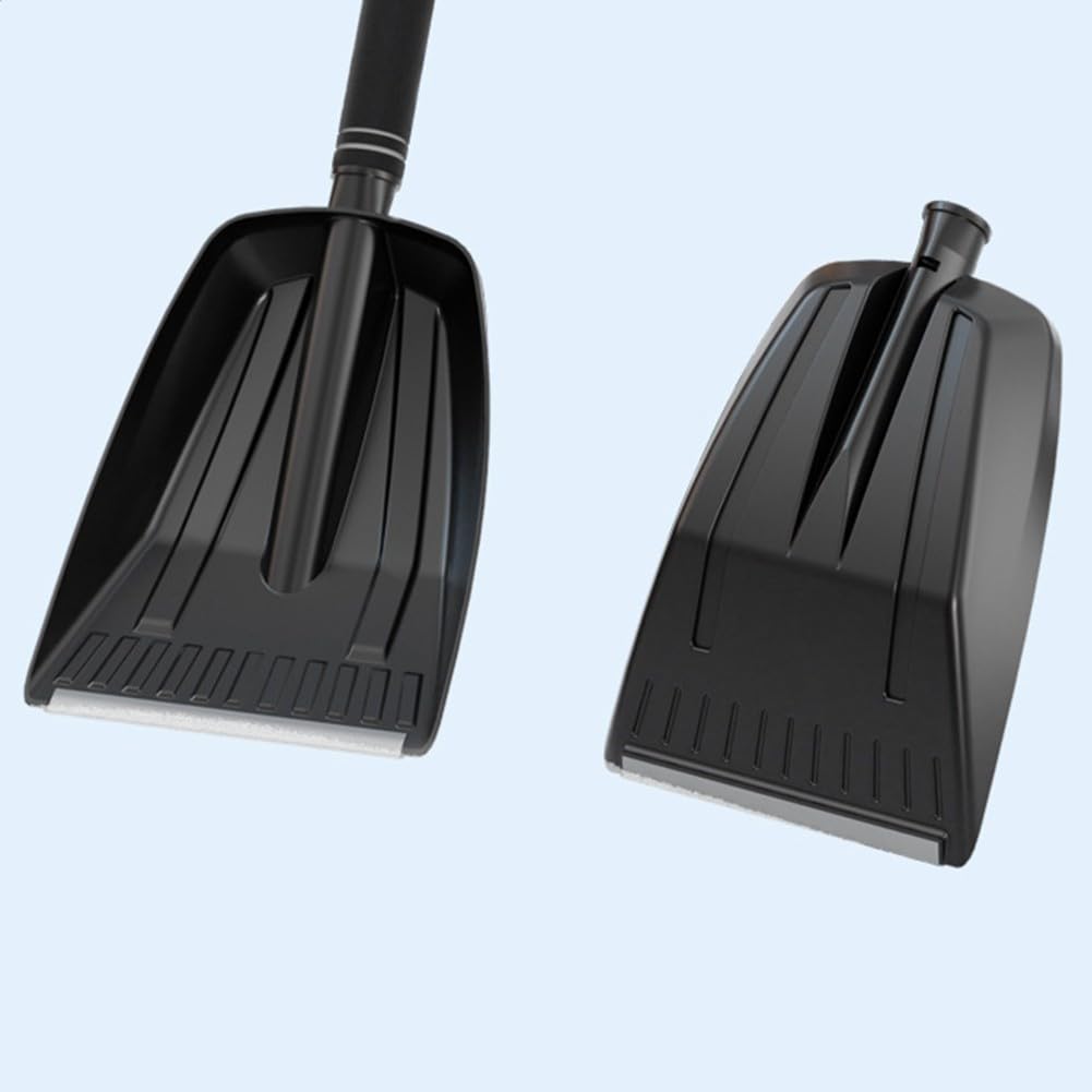 Pelle à neige rétractable pour voiture avec angle réglable, 71-86 cm extensible en aluminium et ABS avec poils à 3 rangées, noir