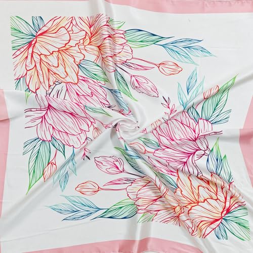 Image of Satin Silk Small Square Scarf for Women, Printed Soft and Comfy Neck Head Tie Scarf Bandana