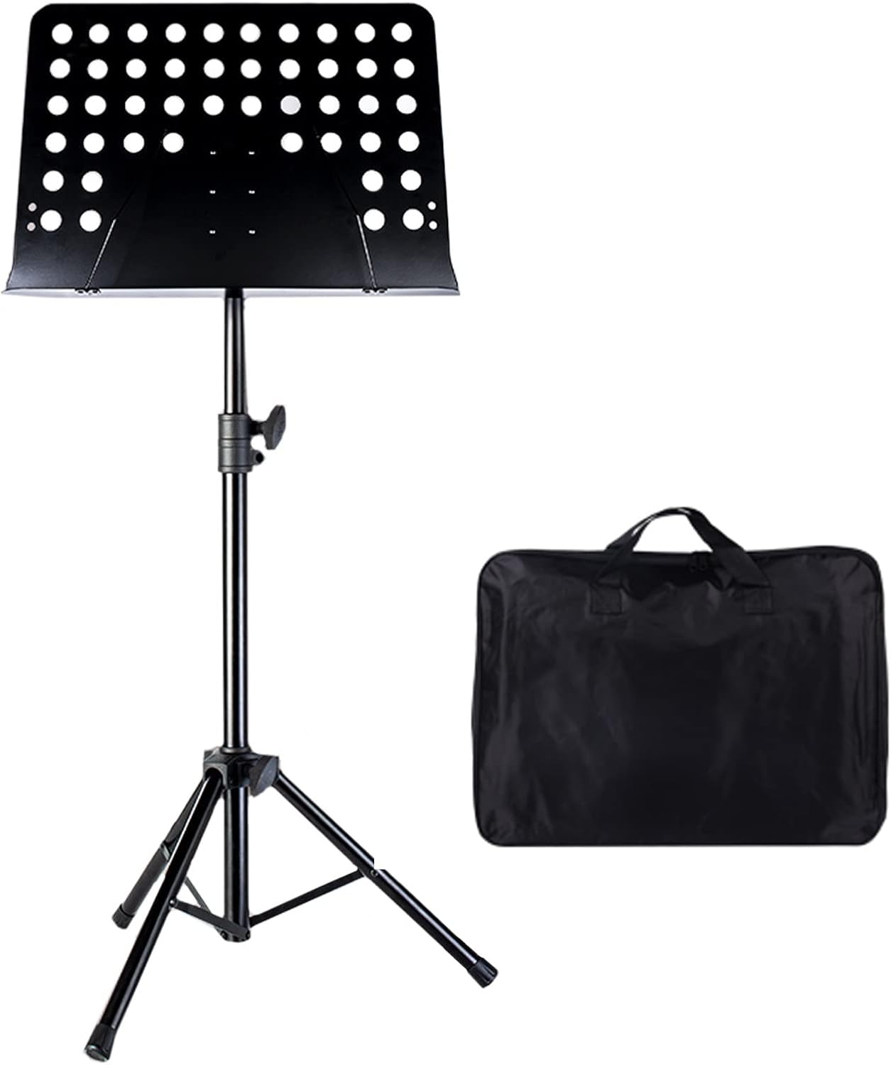 Metal Sheet Music Holder, Portable Easy Folding Portable Sheet Music Holder,Stablize Metal Tripod Stand Music Stand With Carrying Bag, For Violin Guitar Violin Players, Black Sheet Music Stand