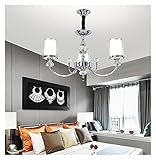 Modern Chrome Metal Crystal Led Chandeliers Lighting Led Pendant Chandelier Lighting Fixture LED Lamp for Foyer Living Room (Number of Lights : 8 Lights Chandelier) (3 Lights Chandelier)