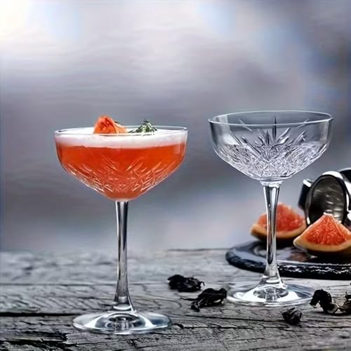 Image of Forestamart Wide Mouth Martini Champagne Glass (250ml) || Set of 4 || Coupe Glass Set || for Home, Hotel, Bar, Party, Wedding, Festival Celebration
