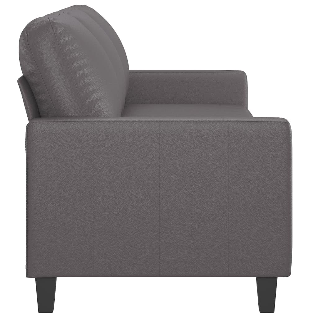 Divano a 3 posti, in ecopelle, grigio, 180 cm, con vano portaoggetti e braccioli, design moderno, divano imbottito durevole, per soggiorno, camera degli ospiti, lounge