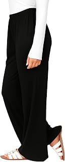 L S U Damen Palazzo Hose Ausgestellt Elastische Taille Weites Bein Hose Loungewear Casual Weich Bequem Stilvolle Hose