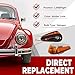 HECASA Pair Turn Signal Lights Compatible with 1970-1979 VW BUG Volkswagen Super Beetle Thing Halogen Front Turn Signal Lamp w/Bulbs Amber Lens Left&Right Side
