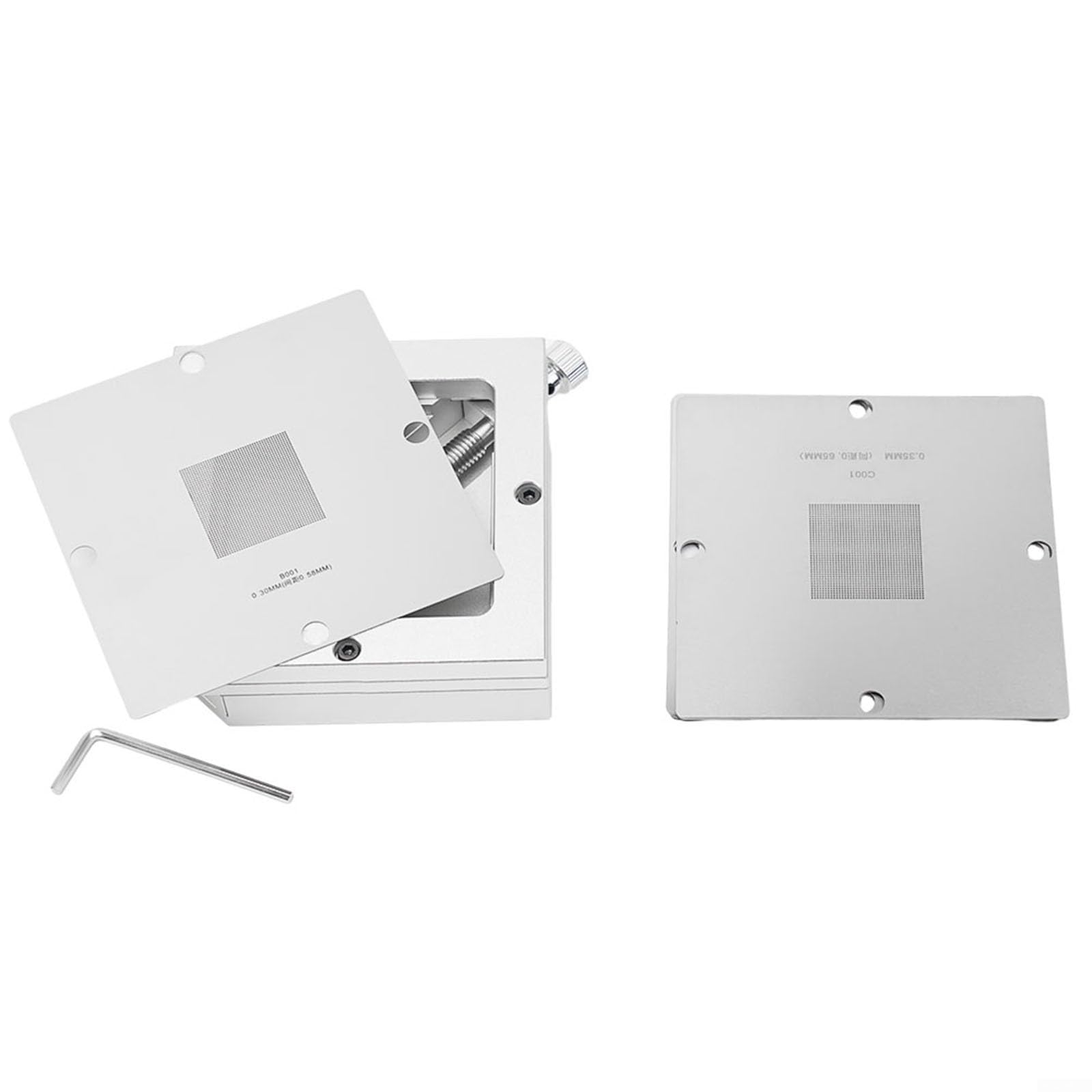 Reballing Station, 90mm Reball Station Fixture Jig with Stencils Heavy Duty Table Template Template Bracket Clamp( for BGA jig + 10pcs stencils)