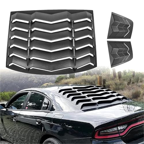 Rear & Side Window Louvers Windshield Sunshade Cover Compatible for Dodge Charger 2011-2022 in GT Lambo Style ABS Matte Black