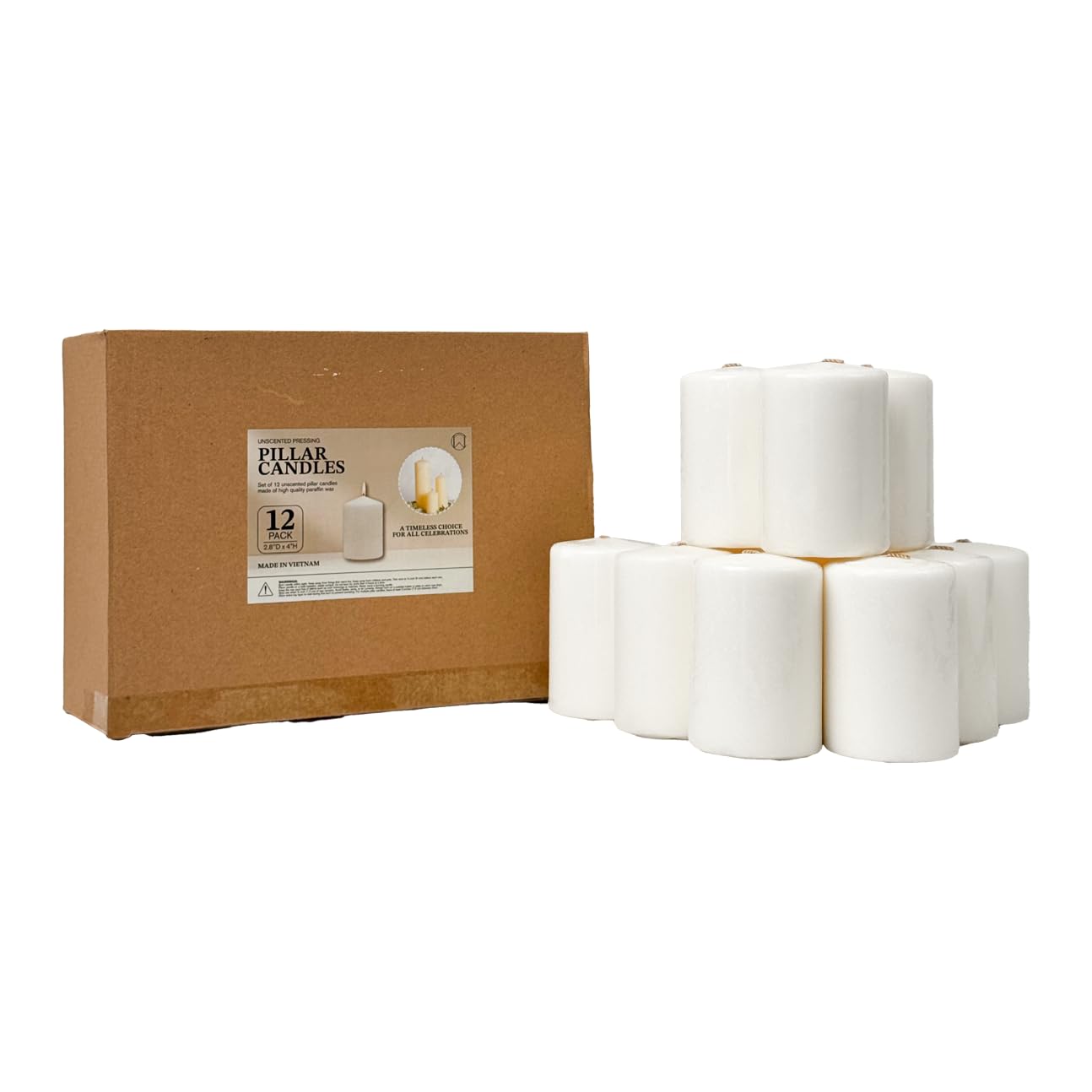 CW Studio Candele a colonna pressanti non profumate, bruciano a lungo, senza fumo e antigoccia, cera di alta qualità con stoppino in cotone, perfette per matrimoni, eventi, casa e decorazioni rustiche