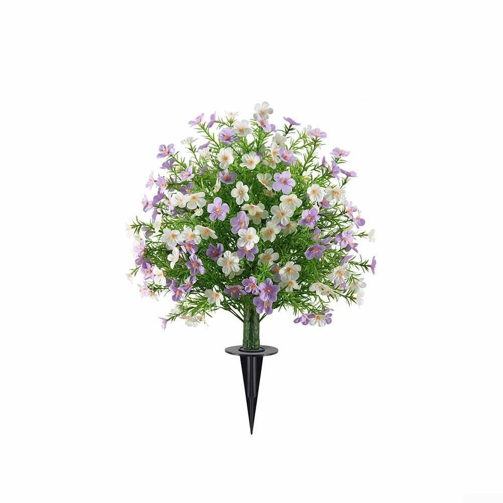 Árbol Topiario Artificial Bola Doble con Estaca para Jardín Exterior UV para decoración Realista 60x40cm(purple and white)