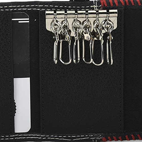 Leatherboss Genuine Leather Key Case Car Key Holder Trifold Wallet (Black)2