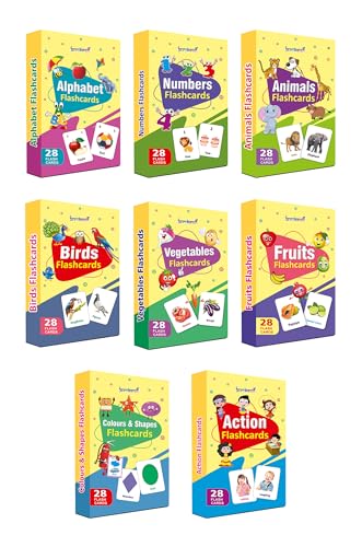 Gurukanth® Premium 8-in-1 Brain Boosting Non-Tearable Flash Cards for Kids | 224 Laminated Cards | 1+ Years | Early Learning Montessori Education Toy for Toddlers | Waterproof | Return Gift