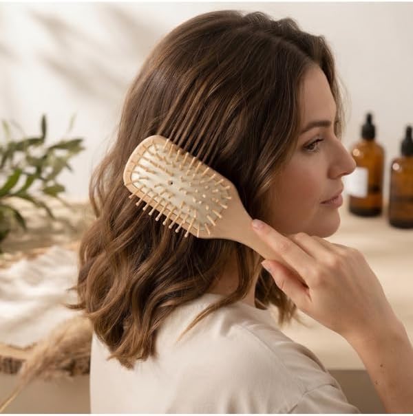 Bambu Uçlu Fırça Ahşap Saç Fırçası Ahşap Tarak Doğal Bambu Saç Açıcı Tüm Saçlar