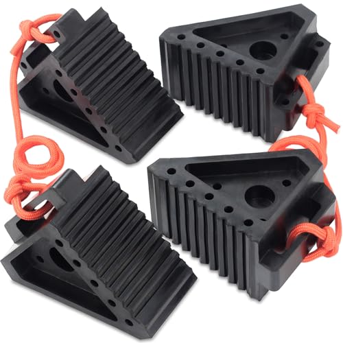 OULEME Premium Rubber Wheel Chocks with Carry Handles, Solid RV Tire Chocks for Camper, Travel...