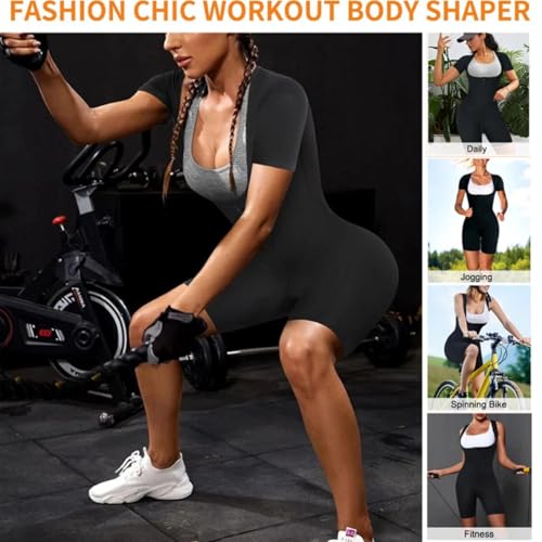 Image of Women Sauna Suit Full Body Shapewear, 3 in 1 Sweat Vest Waist Trainer with Arm & Thigh Compression, Tummy Control Slimming Workout Bodysuit for Gym Running Fitness