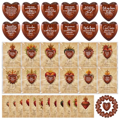 Gerrii 60 Set Mothers Day Heart Christian Tokens Gift Jesus