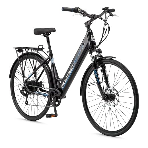 Schwinn Kettle Valley Electric Bike for Adults, 18.5-Inch Lightweight Aluminum eBike Frame, 375Wh Battery, 7 Speed, 700c Wheels, Gloss Black