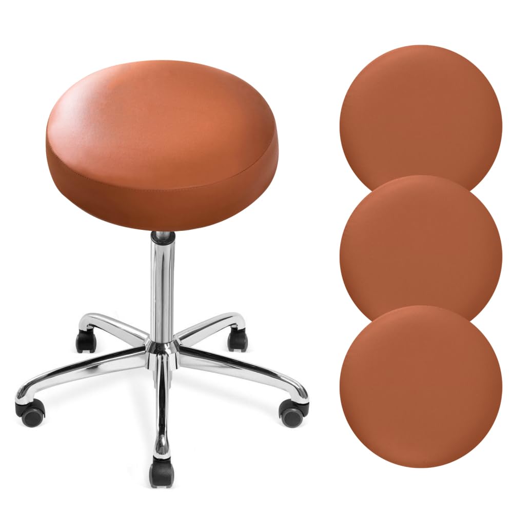 DONGKER Round Bar Stool Covers, 4pcs PU Waterproof Barstool Seat Covers with Elastic Bands for Diameter 11"-14" Bar Round Chair