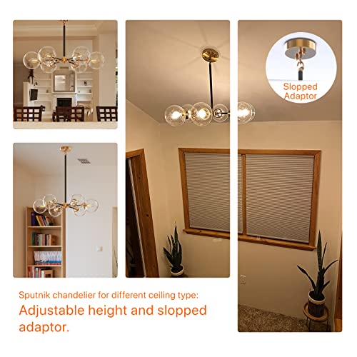Groplanner Sputnik Chandelier, Mid Century Pendant Lighting, Glass Global Ceiling Mount Pendent Light Fixture For Dinning Room, Bedroom, Living Room, Bedroom #TOP2