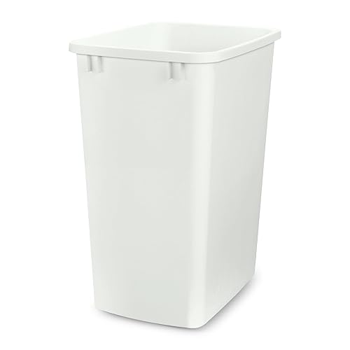 Rev-A-Shelf Cubo de basura de 35 cuartos de galón para fregadero de cocina y baño, cubo de basura de plástico de repuesto para lavanderías, blanco,