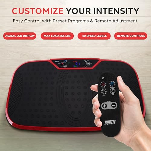 Image of Hurtle Fitness Vibration Platform Machine - Home Gym Whole Body Shaker Exercise Machine Workout Trainer Fast Weight Loss w /Resistance Bands Easy Carry Wheel Remote Adjustable Speed