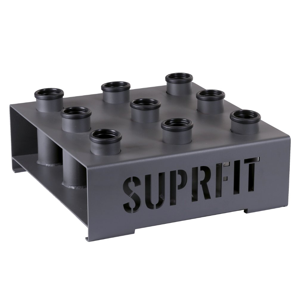 Suprfit Birger Hantelständer - vertikale Langhantelstangen Halterung für 9 Stangen, geeignet für Hantelstangen mit 50 mm Durchmesser, gummierte Bodenfläche, stabil und kippsicher, Stahl