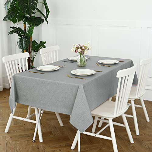 Image of Romanstile 100% Waterproof PVC Tablecloth, Square Oil Spill Proof Stain Resistant Vinyl Table Cloth, Wipe Clean Plastic Table Covers for Kitchen /Dining /Parties - 54 x 54 Inch, Light Grey