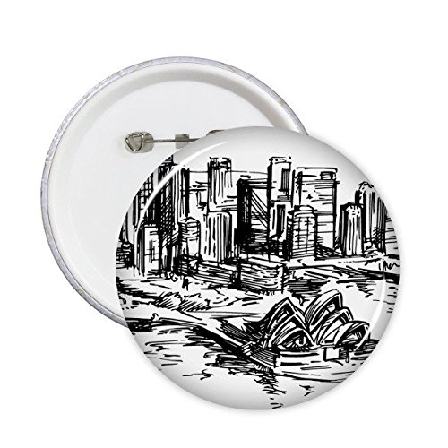 Pins Opéra de Sydney lot de 5 badges ronds durables avec épingle de sûreté pour tissu