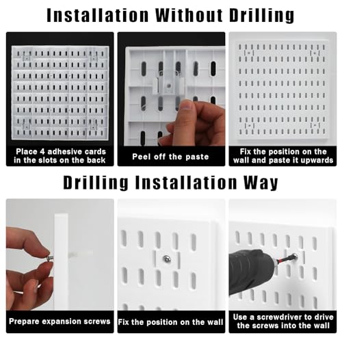 Dualshine Kit combinado premium de Pegboard, organizador de parede branco com 4 pequenos painéis de