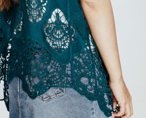 Image of JASTIE Women Open Stitch Cardigan Boho Sleeveless Hippie Summer Hollow Out Solid Crochet Vest
