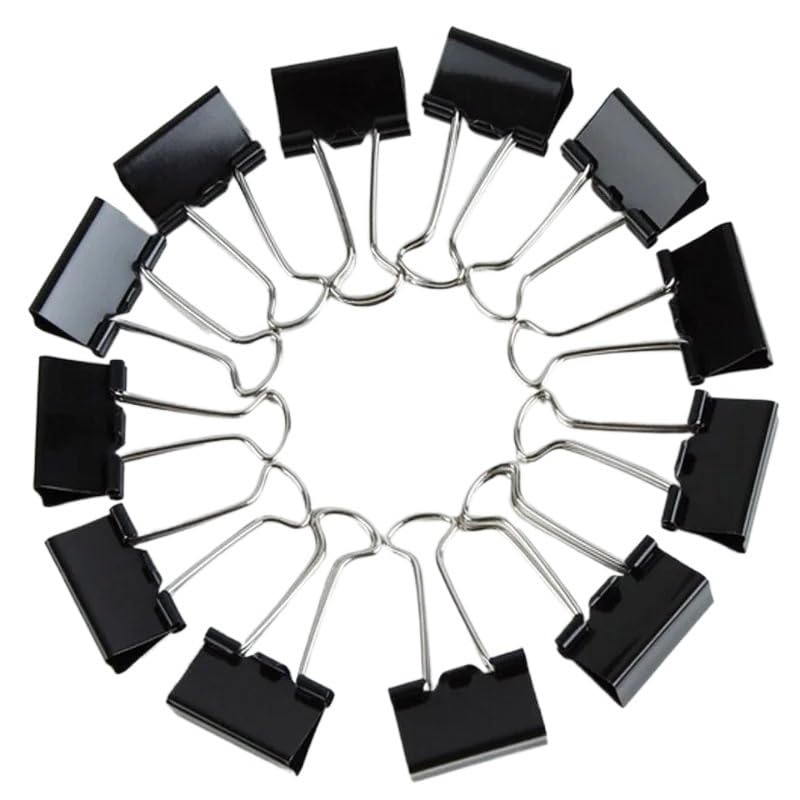 Cancelleria Ufficio 36 pezzi di raccoglitore in metallo nero, graffette for lettere, forniture for ufficio, rilegature e clip di fissaggio Graffette Grandi (Color : 41MM)
