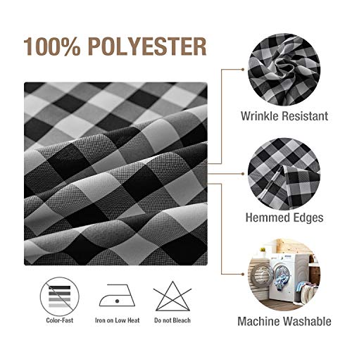 Veeyoo Buffalo Plaid Cloth Napkins 20X20 Inch - Black Checked Dinner Napkins Set Of 12, Reusable Washable Gingham Napkin For Holiday Dinner, Parties, Picnic #TOP2