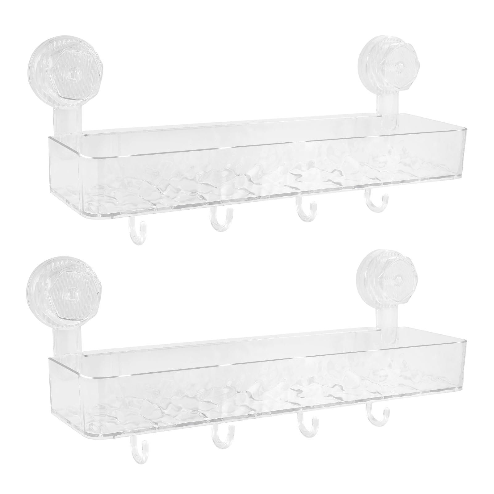 2 Pcs Suction Cup Shower Caddy Clear Suction Cup Shower Caddy Shower Organizer Shelf No-Drill Bathroom Suction Storage