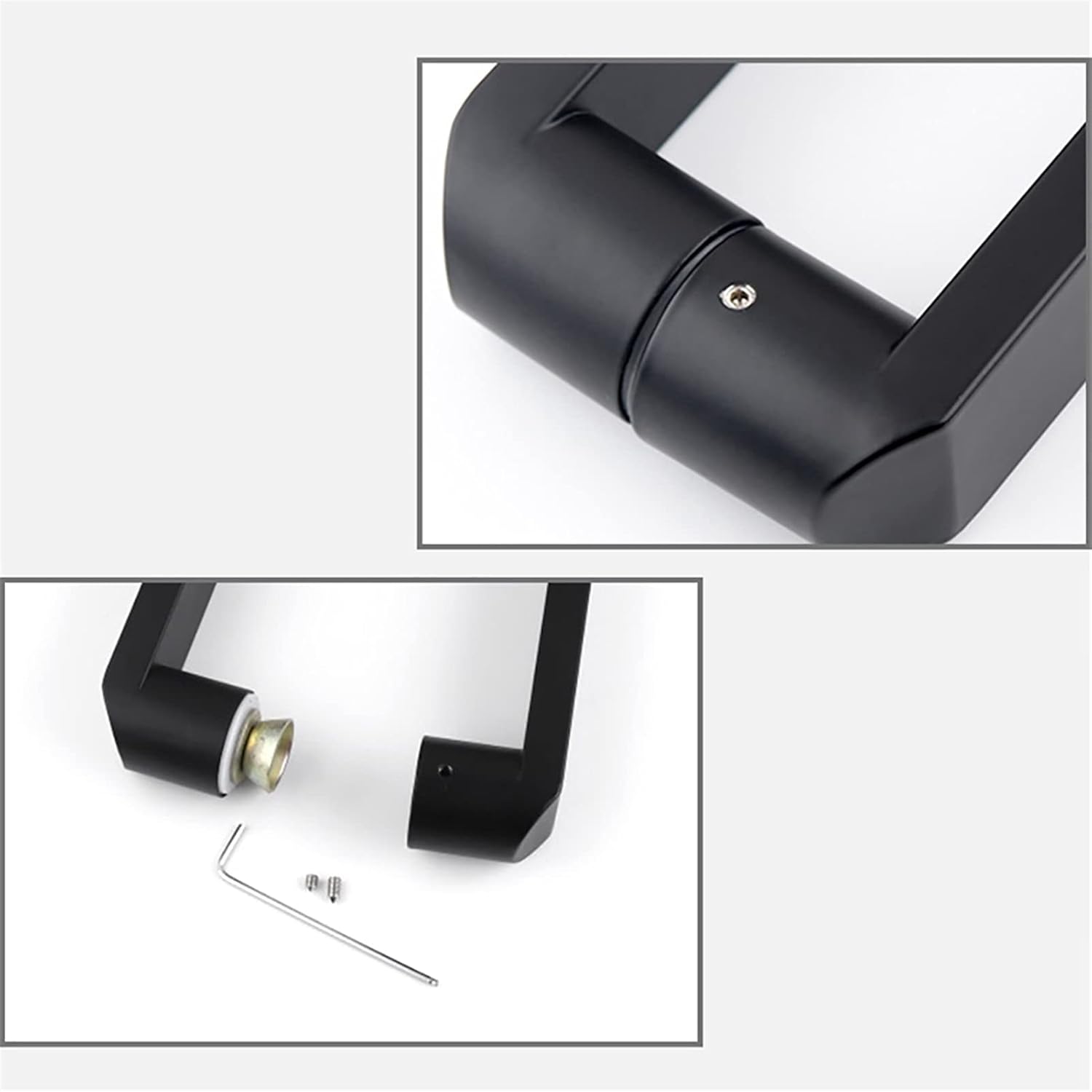 Gate Hardware Matte Black Paint 304 Stainless Steel Square Tube Glass Door Handle Shower Room Push-Pull 9 Lengths(Size:480×440mm)