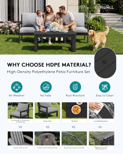 Image of SERWALL HDPE Outdoor Patio Furniture Set Outdoor Couch
