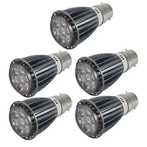 Ruilogod 5pcs B22 Base 7W Aluminum Alloy COB Lens Reflector Spotlight Lamp Bulb Shell (id: 57b 992 868 776 027