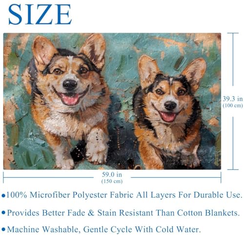 Couverture douce Two Happy Corgi pour des moments cocooning sur le canapé