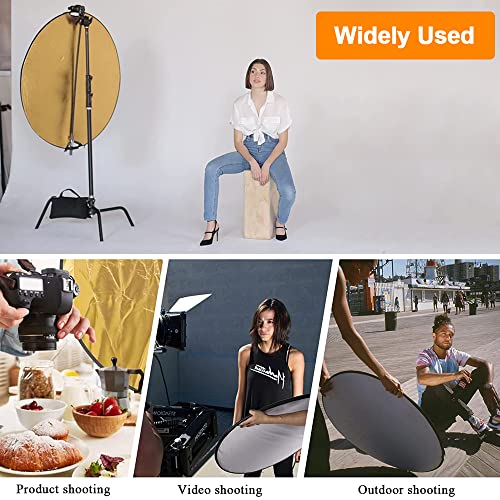 5 En 1 Reflector De Fotografía 60cm Plegable Con Soporte, Multidisco Redondo Circular Para Retrato, Selfie, Bodas - imagen 6