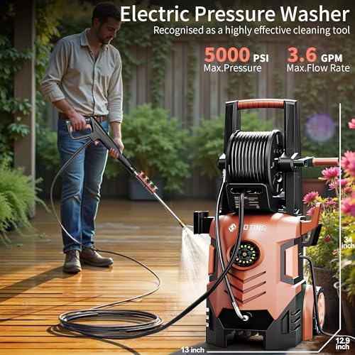 Image of 5000 MAX PSI P*ressure Washer 2026 NEW, Touch Screen 8 Level, 4 N*ozzles and F*OAM C*annon, P*ower Cleaner (Red)