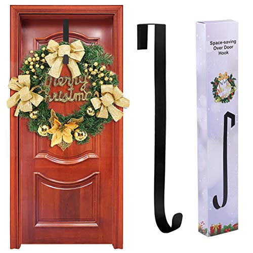 Yuccer Deurhaak voor kerstkrans, metalen deurhanger hoedhaak wandhaak jashaak handdoekhouder badkamer zonder boren kerstdecoratie 15 inch (1 verpakking)