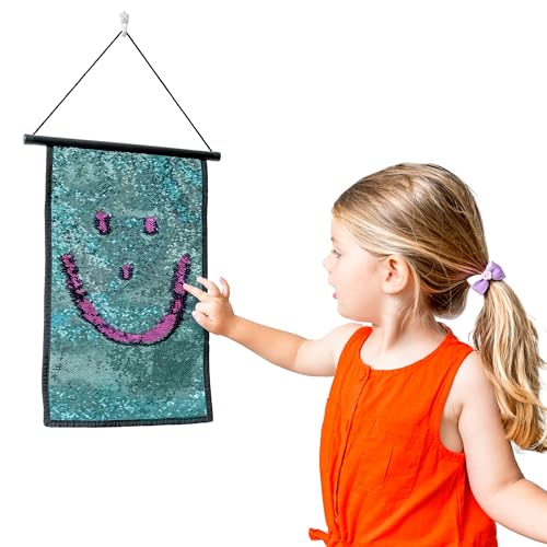 Sensory Wall | Sensory Wall Sequin Flip Fabric for Kids | Sequin Fabric Sensory Wall | Reversible Sequin Fabric | Sequin Wall Panel | Sequin Fabric | Sequins Wall 2 (Blue & Purple, 1-Pack)