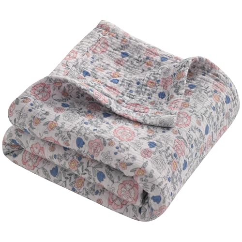 NTBAY Muslin Toddler Blanket 4-Layer 30x40 Soft and Breathable Receiving Blanket for Newborns and Infants Crib Stroller Travel Use Vintage Floral