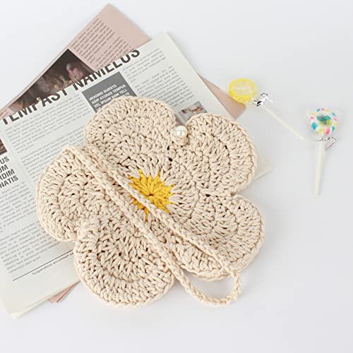 Women Mini Flower Cotton Crochet Crossbody Shoulder Bag Handbag Coin Purse3