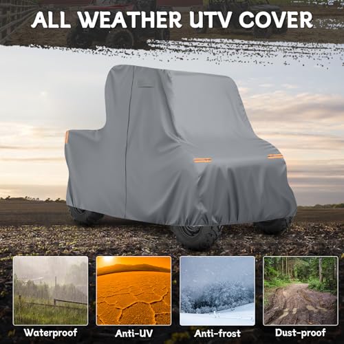 Image of Waterproof UTV Cover Compatible with Honda Pioneer 2 Seaters, 6 Layers All Weather Cover with Air Vents, Door Zipper and Windproof Buckles and Bands for Rain Snow Dust Protection