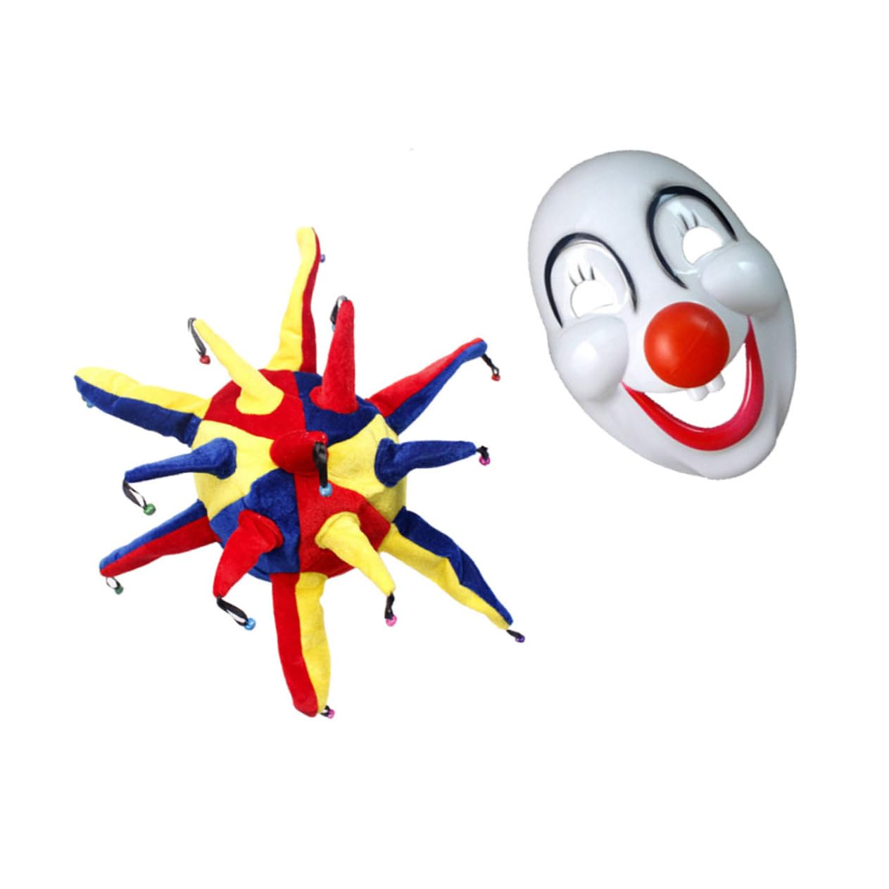 WOFASHPURET Mens Carnival Clown Suit Ruffle and Nose 2pcs Costumes for Dress-up and Performances