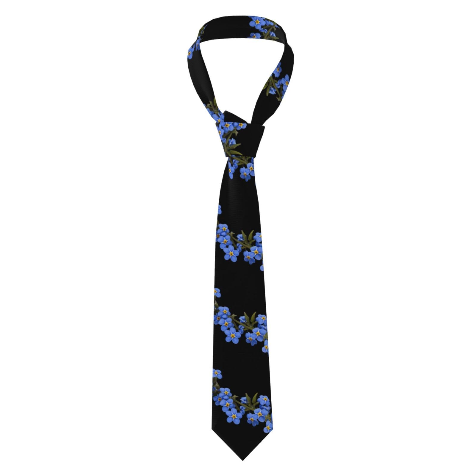 WHJSSF Forget-me-not Picture Men's Necktie - Soft & Comfortable for Business, Daily, Work, Birthday, Wedding, Party, Banquet 57X3.1 Inch Easy Care