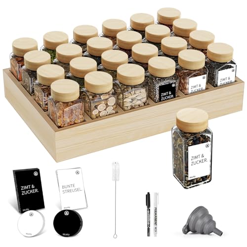 Miorkly especiero de Madera con 24 tarros de Especias Tapa de Madera,