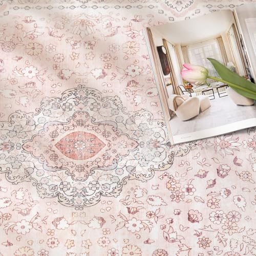 Tapete decorativo Brakki 2x3 Floral rosa lavable miniatura 5