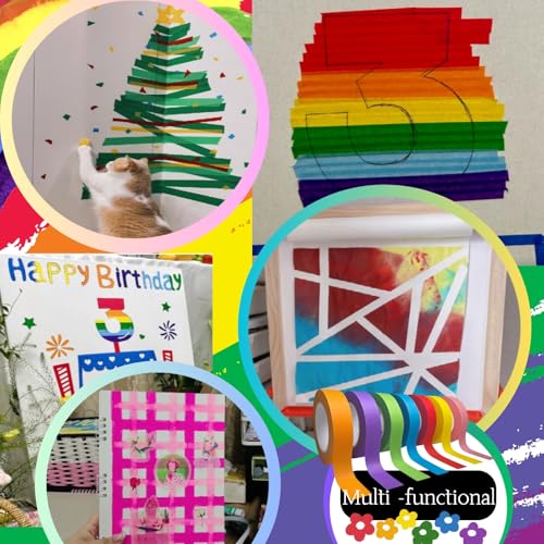 Image of 7 Rolls Colored Masking Tape,15 Yards x 0.6 Inch Painters Handmade Art Supplies Solid Color Washi Tape Rolls are Suitable for DIY Art Laboratory Labels Classroom Decorations 7 Colors - 300 Ft