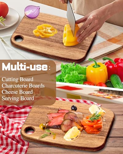 Tabla de cortar rectangular mini de madera de acacia miniatura 4